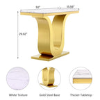White Faux Marble Console Table with Gold U-Base - 50"