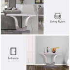 White Faux Marble Console Table with Gold U-Base - 50"