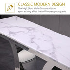 White Faux Marble Console Table with Gold U-Base - 50"