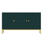 Glossy White 3-Door Storage Cabinet with Honeycomb Pattern & Gold Legs