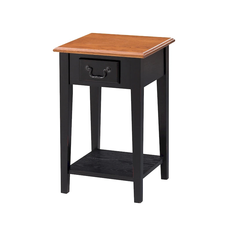 Square Side Table - 1 Drawer with Shelf - 15"