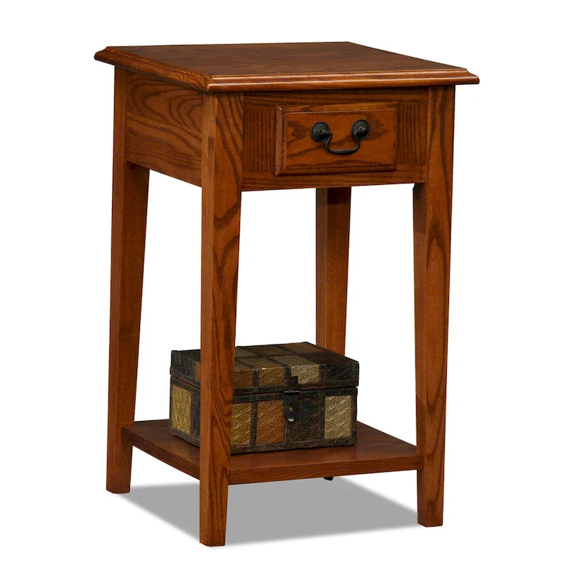 Square Side Table - 1 Drawer with Shelf - 15"