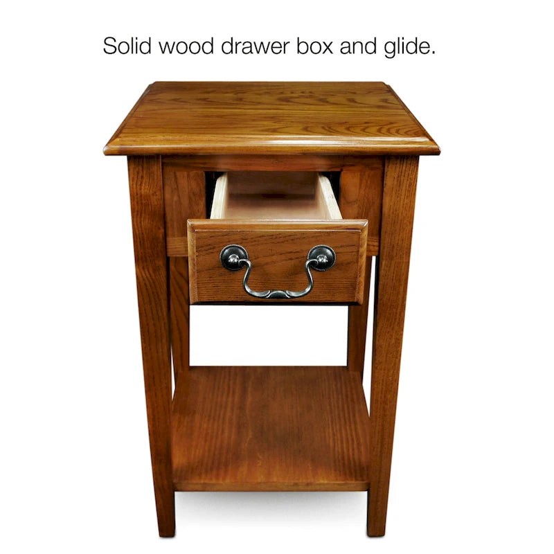 Square Side Table - 1 Drawer with Shelf - 15"