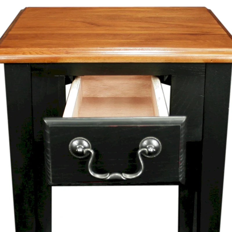 Square Side Table - 1 Drawer with Shelf - 15"
