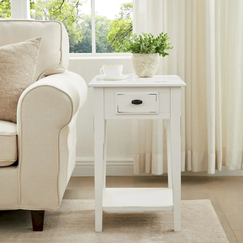 Square Side Table - 1 Drawer with Shelf - 15"