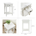 Square Side Table - 1 Drawer with Shelf - 15"