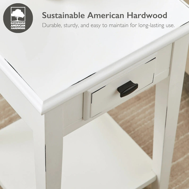 Square Side Table - 1 Drawer with Shelf - 15"