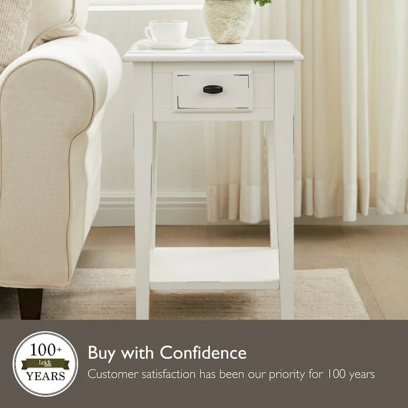 Square Side Table - 1 Drawer with Shelf - 15"