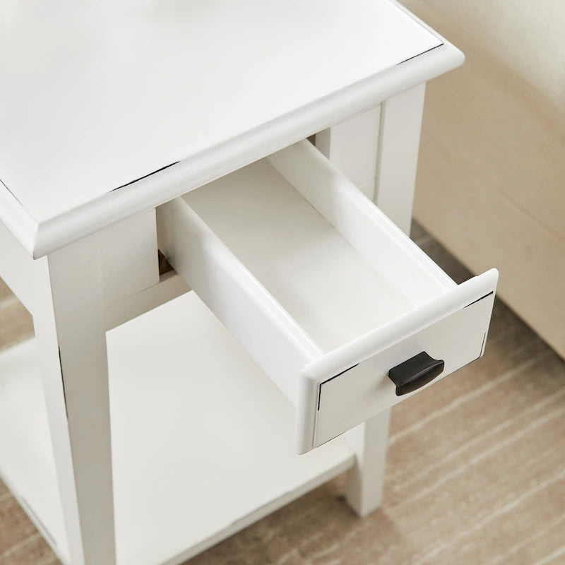 Square Side Table - 1 Drawer with Shelf - 15"