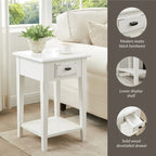 Square Side Table - 1 Drawer with Shelf - 15"