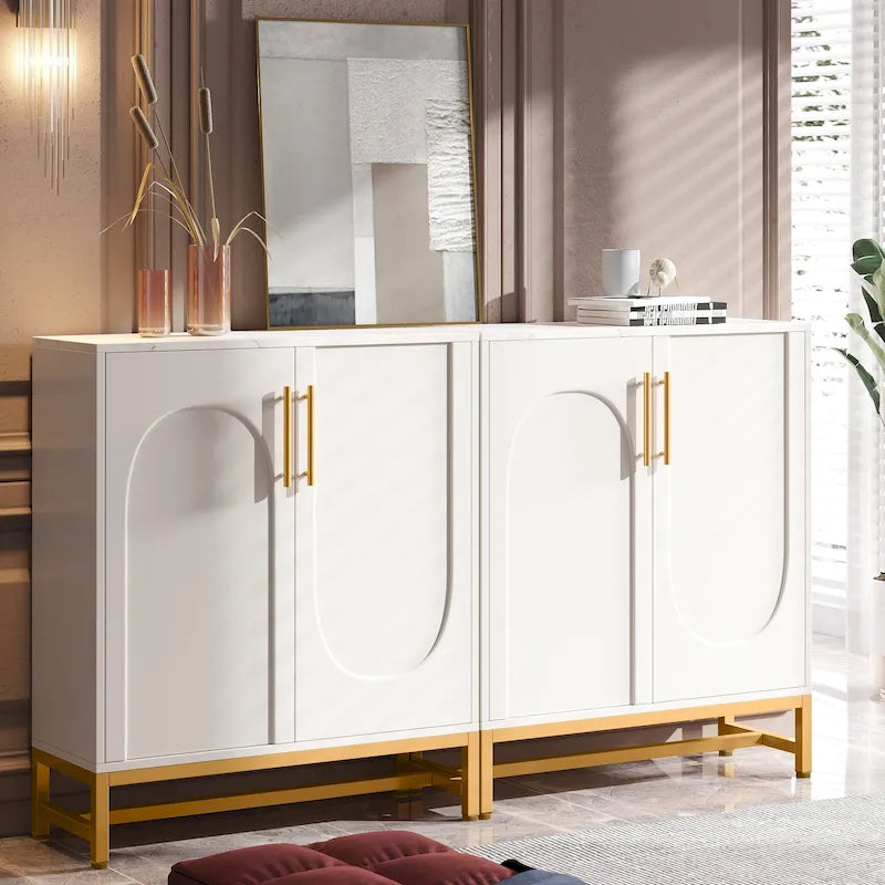 Modern Sideboard Cabinet - 4 Doors with Adjustable Shelves