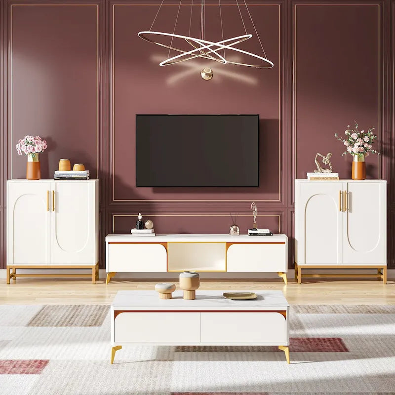 Modern Sideboard Cabinet - 4 Doors with Adjustable Shelves