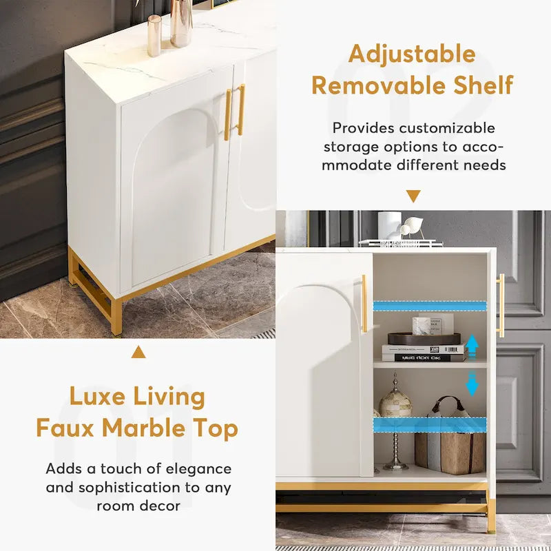 Modern Sideboard Cabinet - 4 Doors with Adjustable Shelves