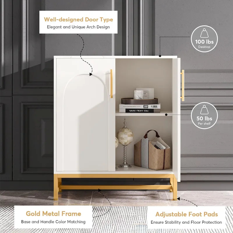 Modern Sideboard Cabinet - 4 Doors with Adjustable Shelves
