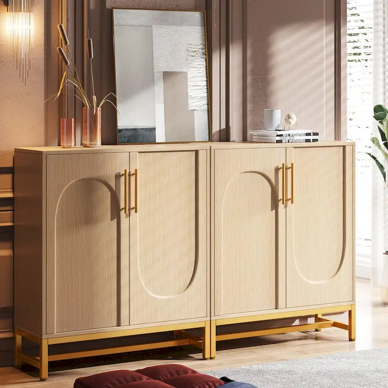 Modern Sideboard Cabinet - 4 Doors with Adjustable Shelves