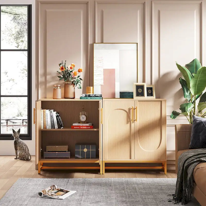 Modern Sideboard Cabinet - 4 Doors with Adjustable Shelves