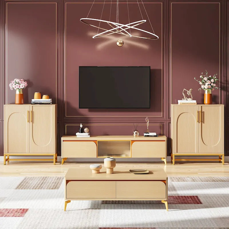 Modern Sideboard Cabinet - 4 Doors with Adjustable Shelves
