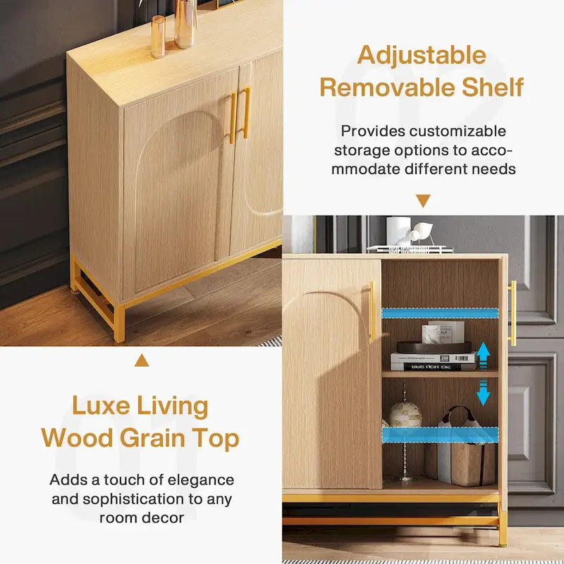 Modern Sideboard Cabinet - 4 Doors with Adjustable Shelves