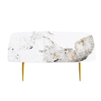 White-Brown Sintered Stone Dining Table - 71" - Seats 8
