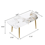 White-Brown Sintered Stone Dining Table - 71" - Seats 8