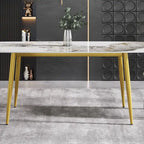 White-Brown Sintered Stone Dining Table - 71" - Seats 8