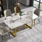 White-Brown Sintered Stone Dining Table - 71" - Seats 8