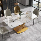 White-Brown Sintered Stone Dining Table - 71" - Seats 8