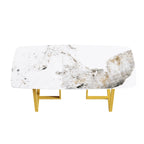 White-Brown Sintered Stone Dining Table - 71" - Seats 8