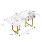 White-Brown Sintered Stone Dining Table - 71" - Seats 8