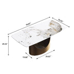 White-Brown Sintered Stone Dining Table - 71" - Seats 8