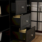 White Kitchen Pantry Cabinet with Hutch - 78.9"H with Glass Doors