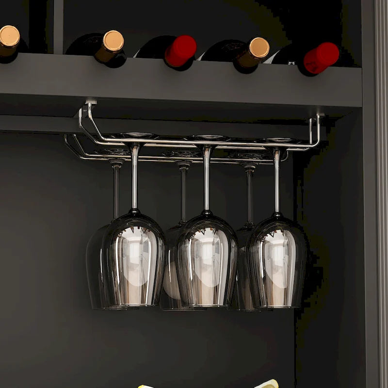 White Kitchen Pantry Cabinet with Hutch - 78.9"H with Glass Doors
