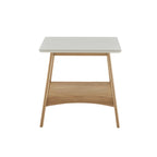 White & Pecan End Table - Mid-Century Style - 24"x24"