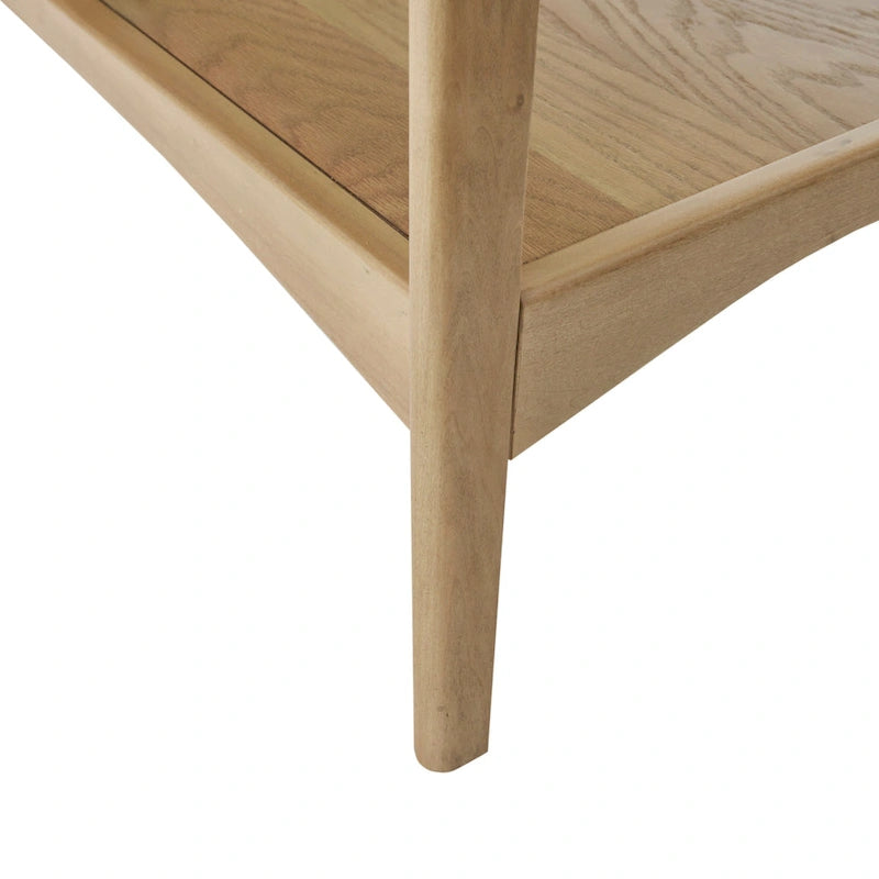 White & Pecan End Table - Mid-Century Style - 24"x24"