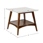 White & Pecan End Table - Mid-Century Style - 24"x24"