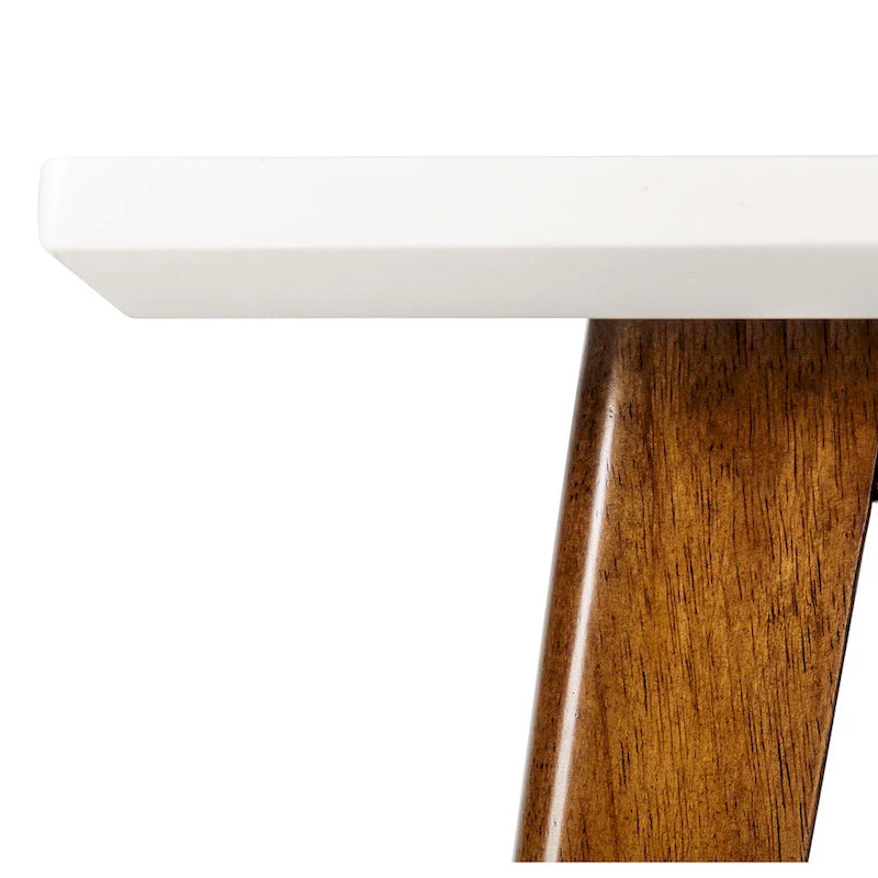 White & Pecan End Table - Mid-Century Style - 24"x24"