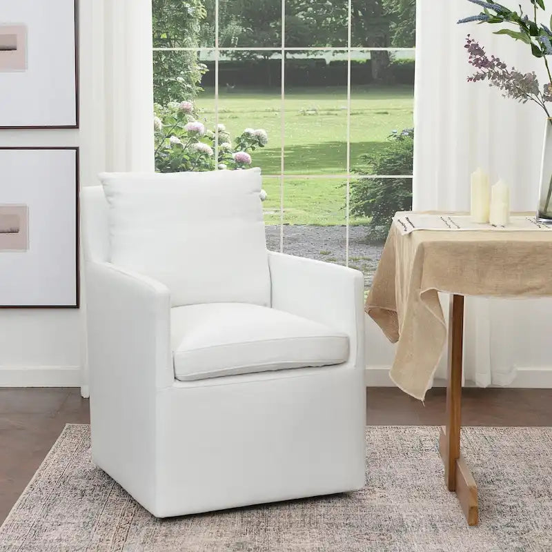 Performance Fabric Dining Armchair - Rolling with Casters