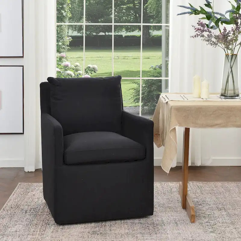 Performance Fabric Dining Armchair - Rolling with Casters