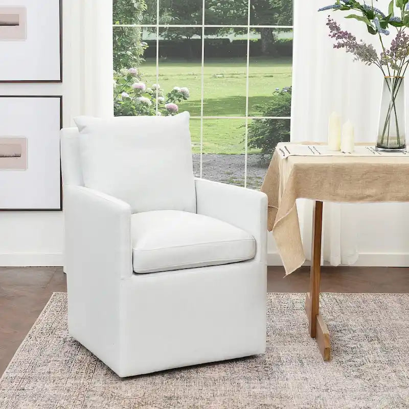 Performance Fabric Dining Armchair - Rolling with Casters