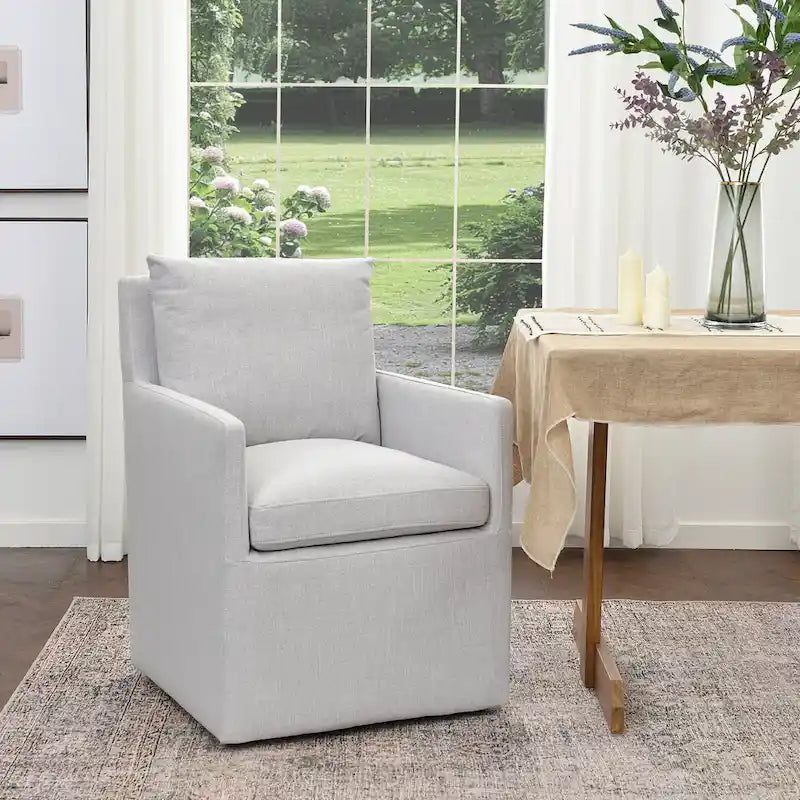 Performance Fabric Dining Armchair - Rolling with Casters