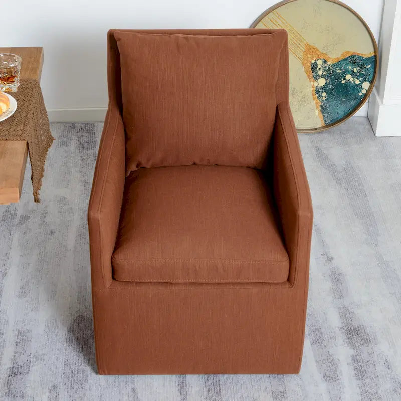 Performance Fabric Dining Armchair - Rolling with Casters