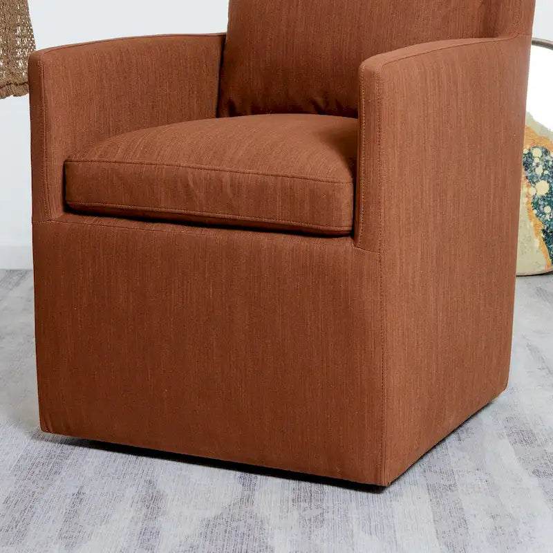 Performance Fabric Dining Armchair - Rolling with Casters