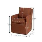 Performance Fabric Dining Armchair - Rolling with Casters