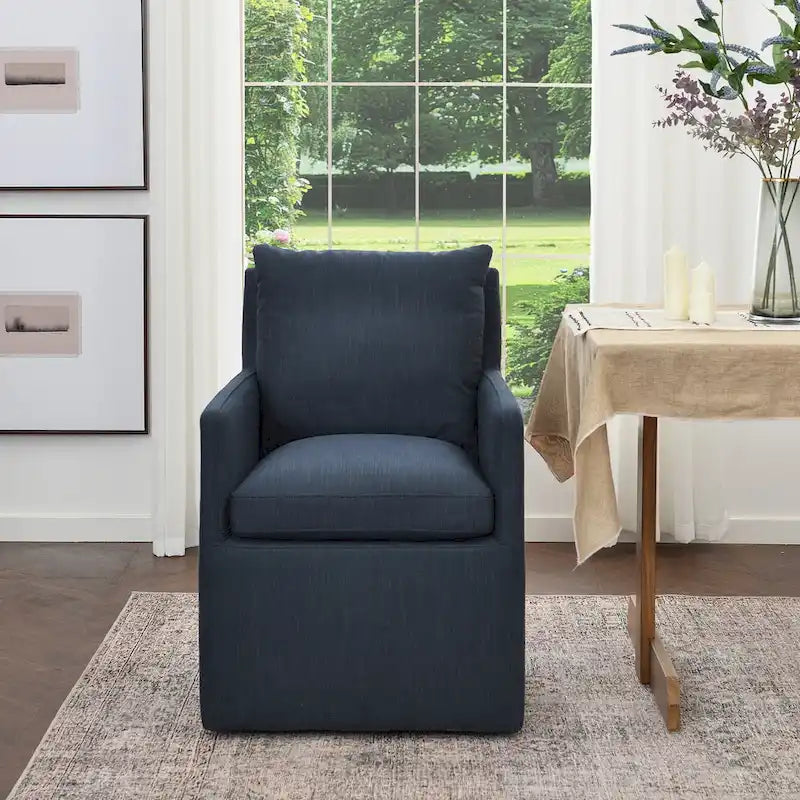 Performance Fabric Dining Armchair - Rolling with Casters