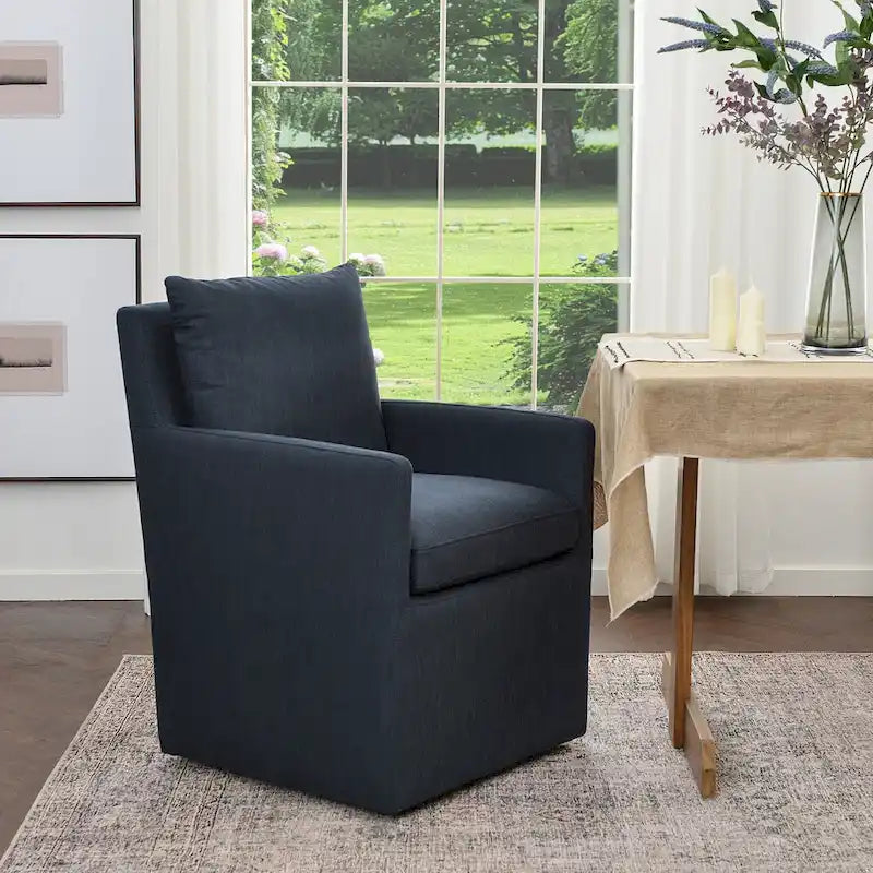 Performance Fabric Dining Armchair - Rolling with Casters