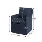 Performance Fabric Dining Armchair - Rolling with Casters