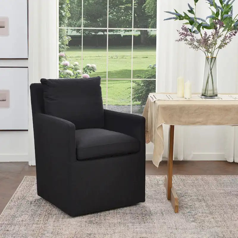 Performance Fabric Dining Armchair - Rolling with Casters