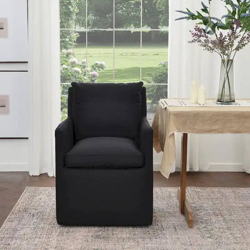 Performance Fabric Dining Armchair - Rolling with Casters