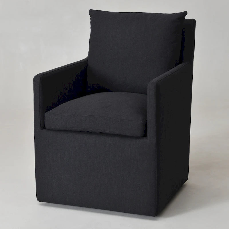 Performance Fabric Dining Armchair - Rolling with Casters