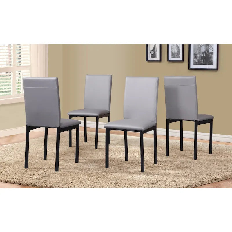 Black Faux Leather Dining Chairs - Metal Frame - Set of 4